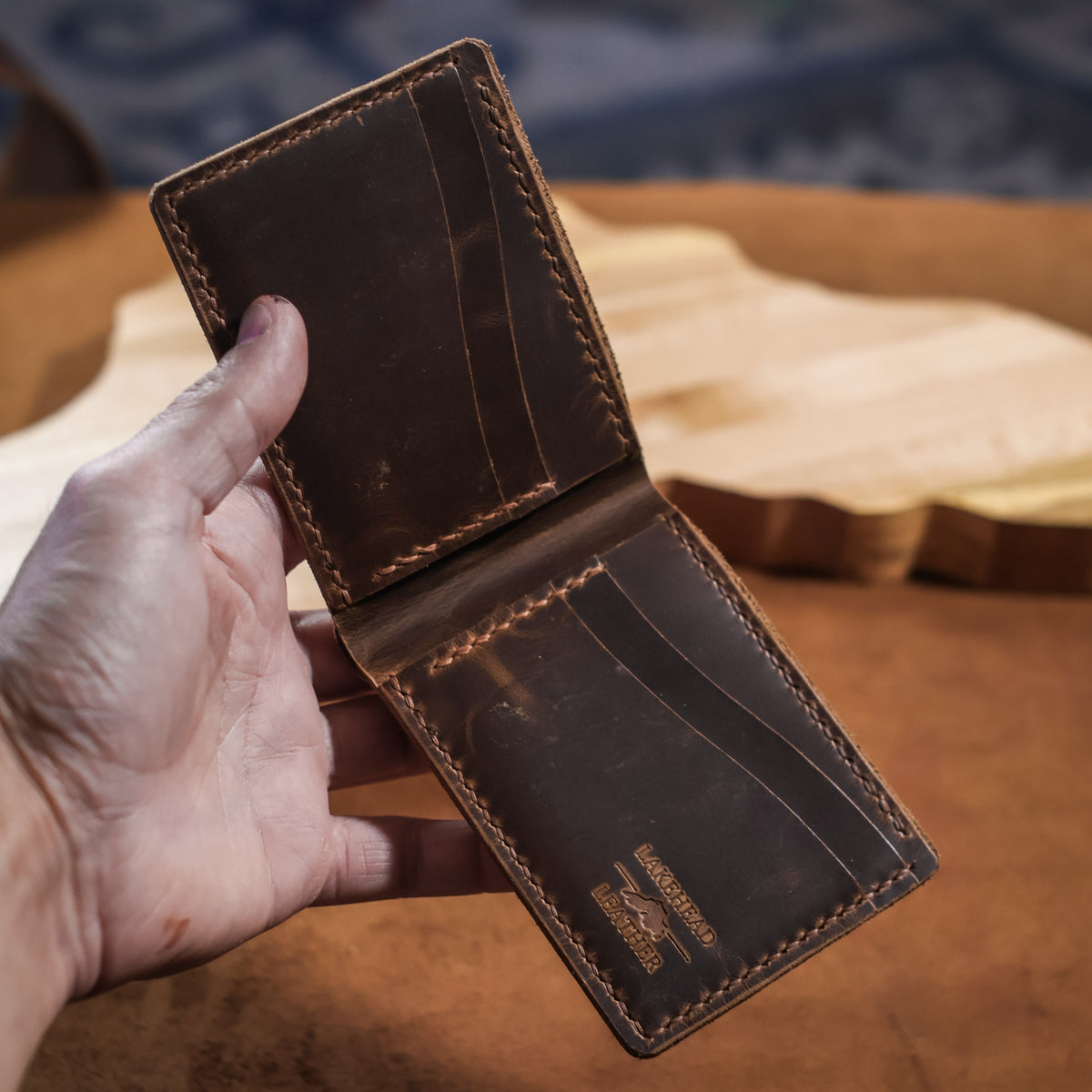 6 Inch Wallet 6 Pocket Bi-Fold - Walnut – Lakehead Leather